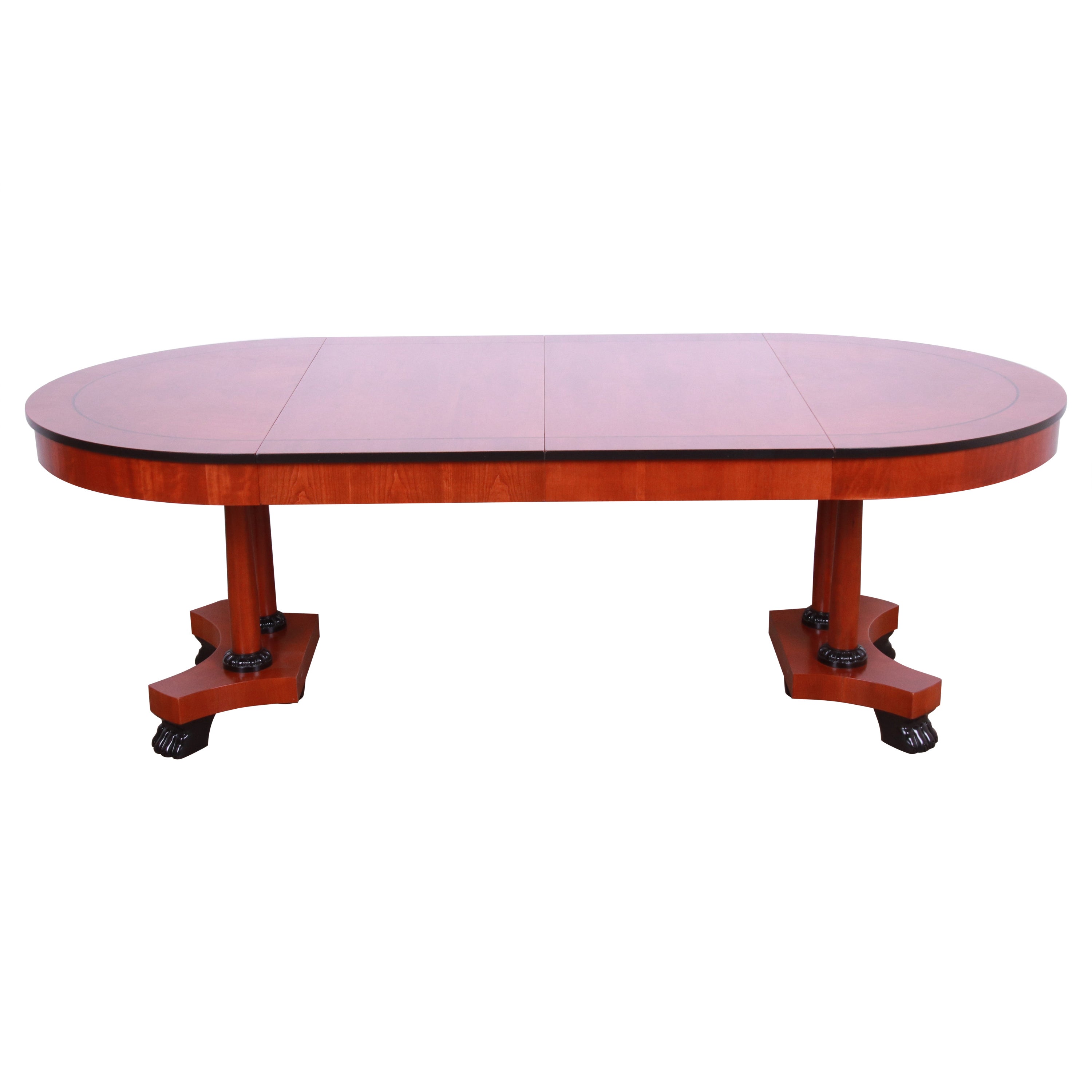 Baker Furniture Neoclassical Cherry Wood Extension Dining Table, Refinished For Sale