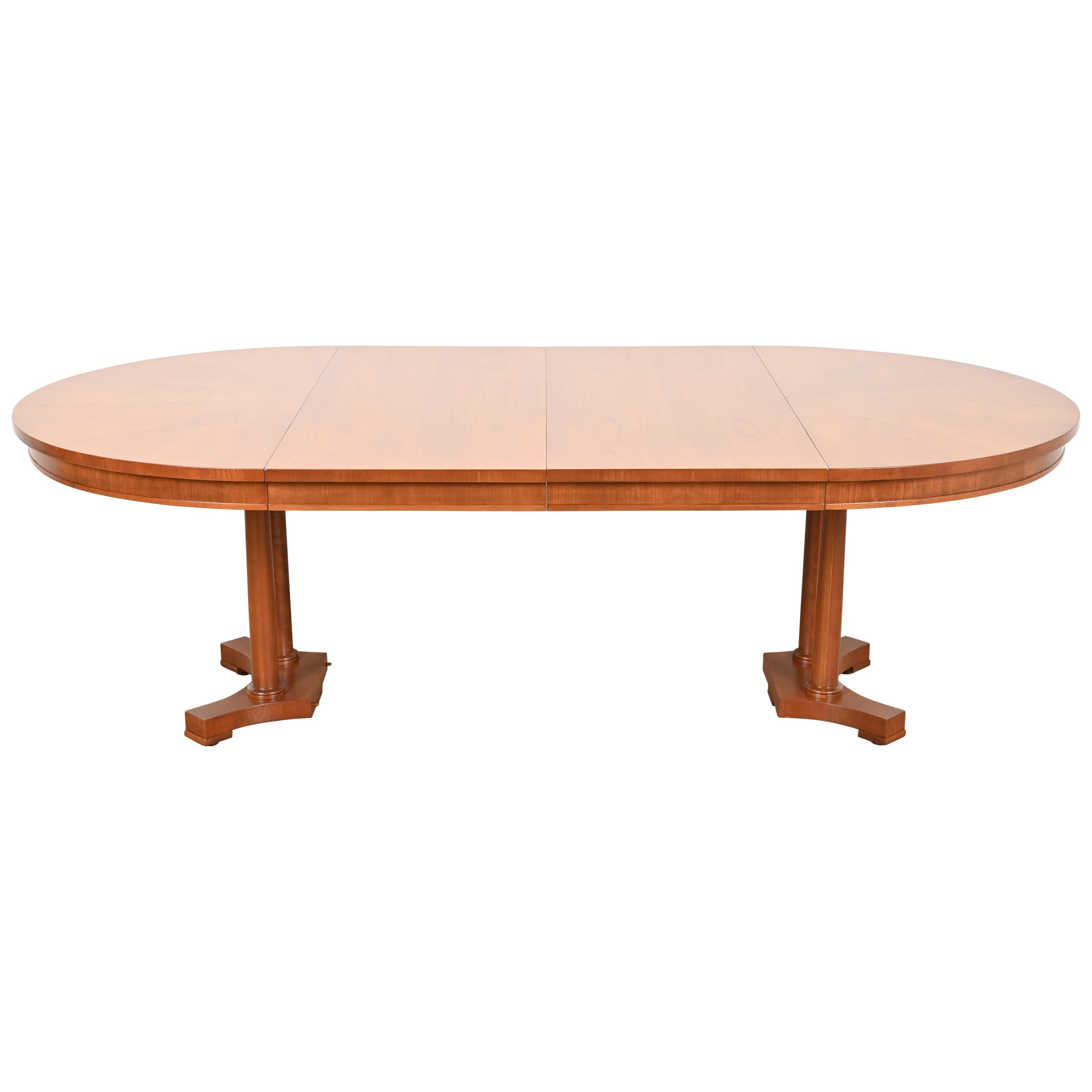 Baker Furniture Neoclassical Cherry Wood Extension Dining Table, Refinished