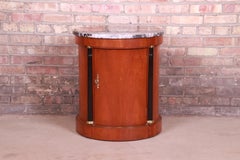 Baker Furniture Neoclassical Cherrywood Marble Top Nightstand or Side Table