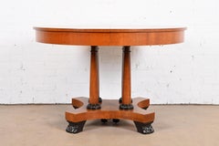Baker Furniture Neoclassical Cherry Wood Pedestal Dining Table, Newly Refinished