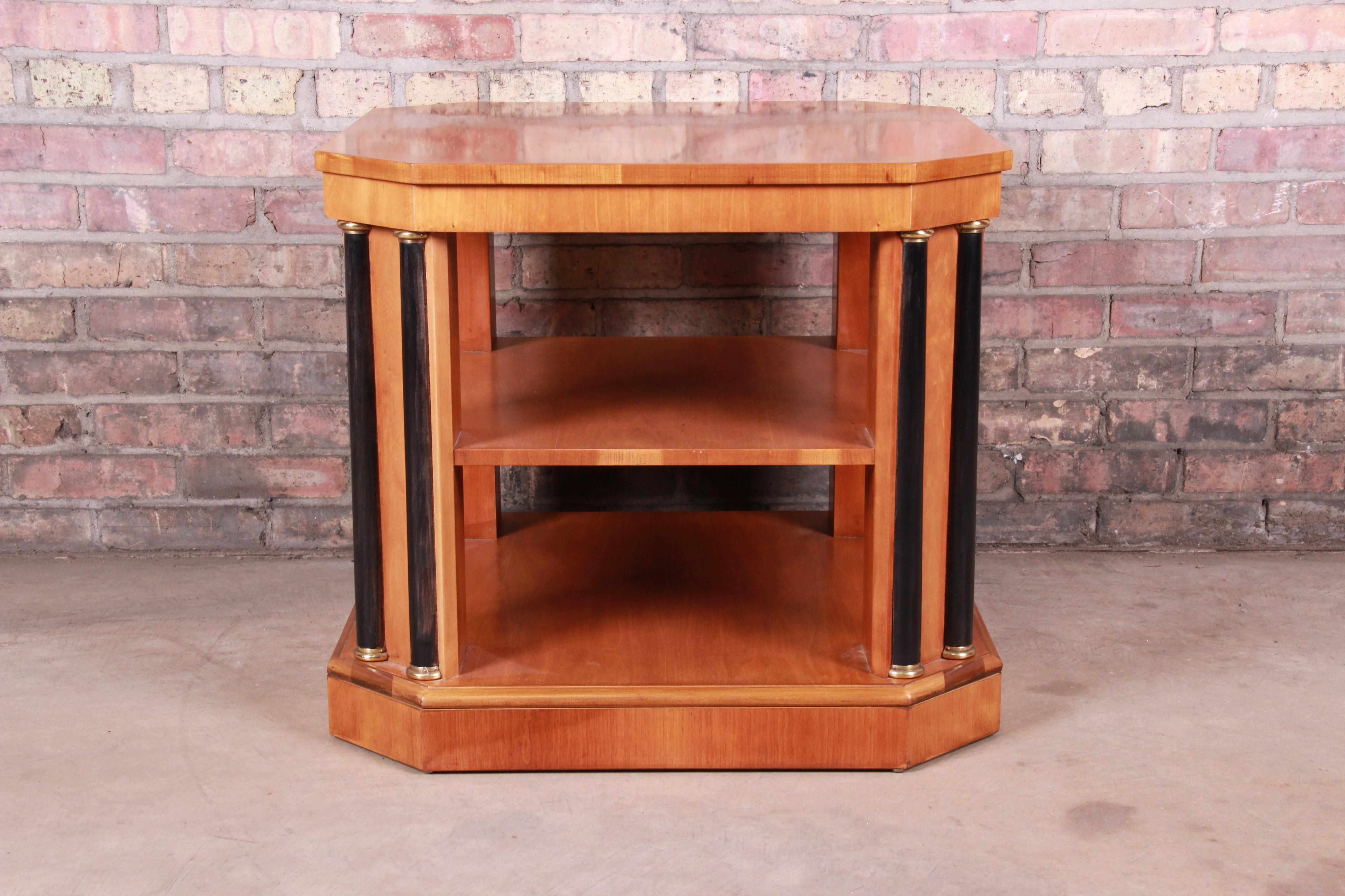 Baker Furniture Neoclassical Cherrywood Three-Tier Occasional Side Table In Good Condition In South Bend, IN
