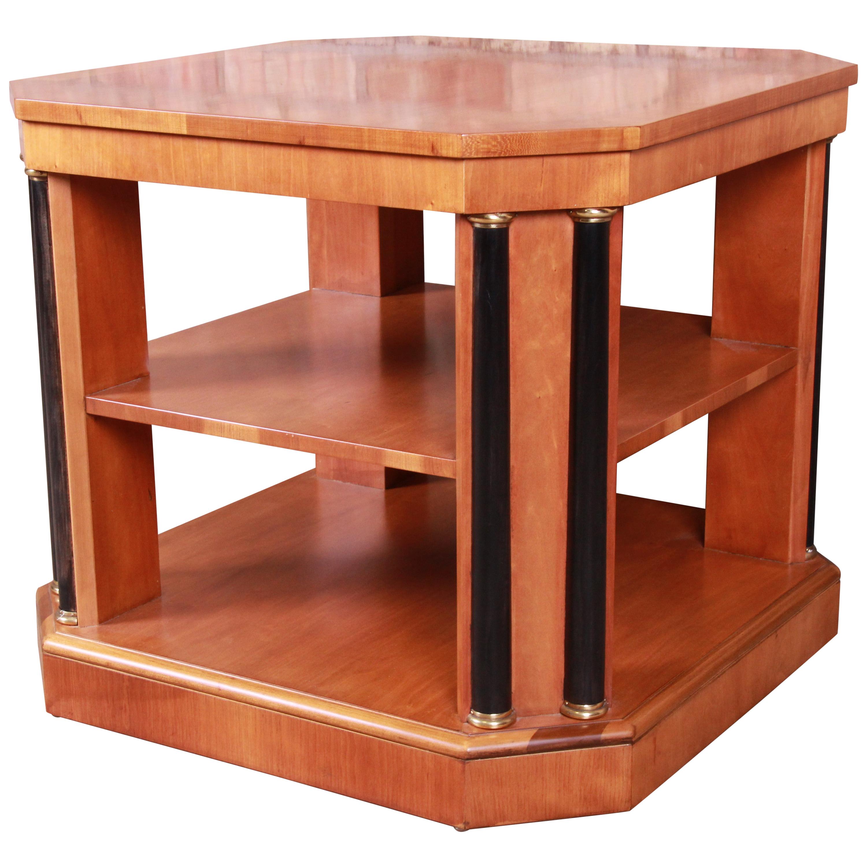 Baker Furniture Neoclassical Cherrywood Three-Tier Occasional Side Table