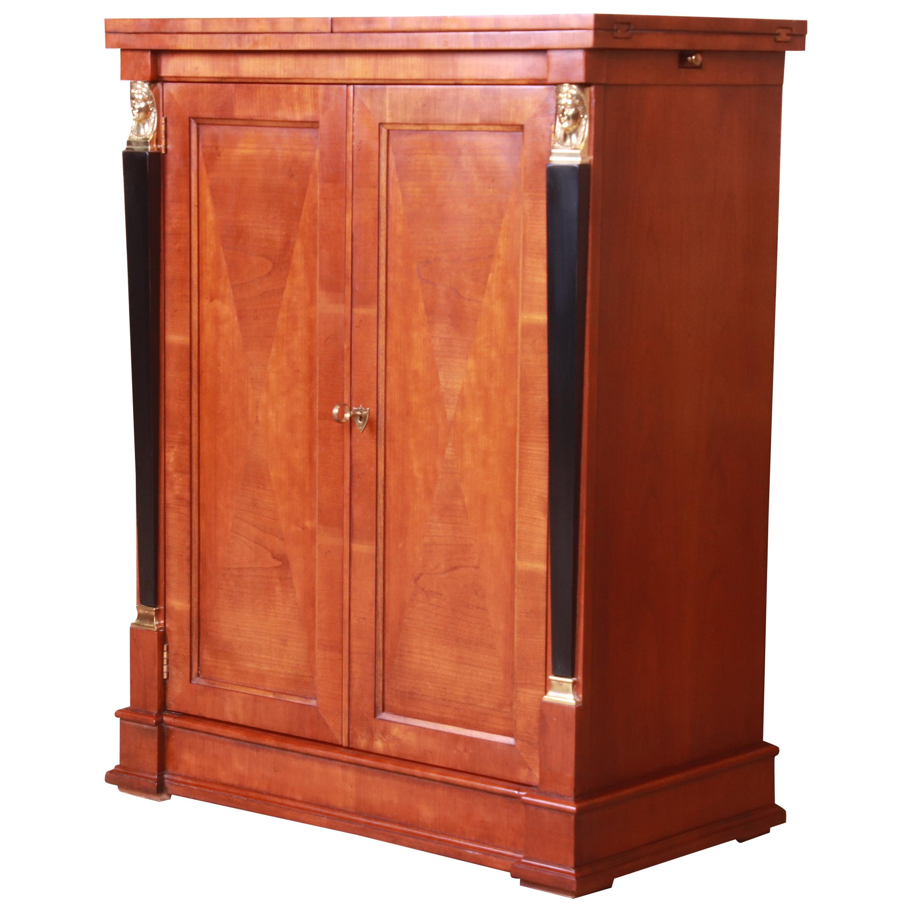 Baker Furniture Neoclassical Cherrywood Bar Cabinet