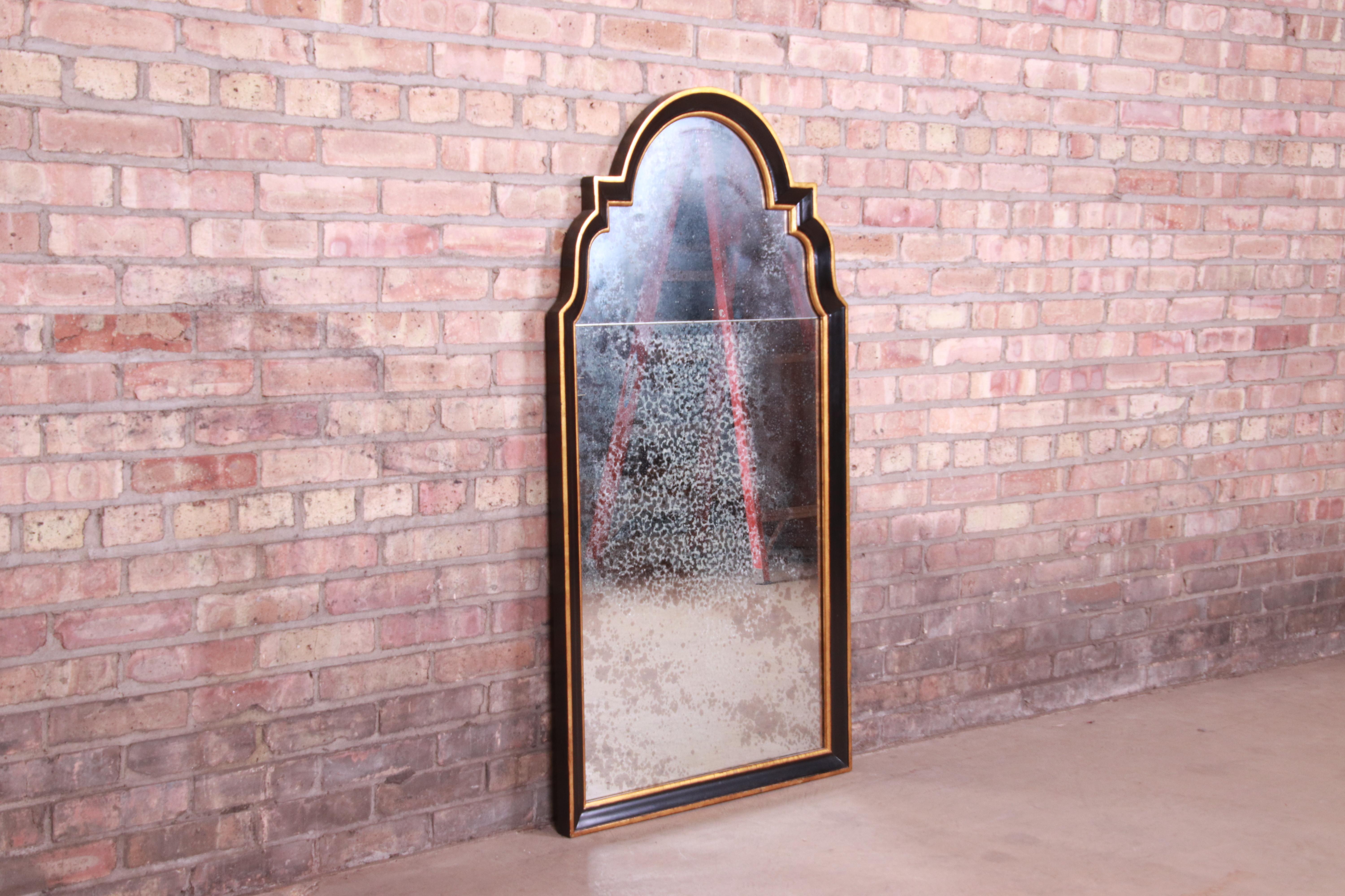 Baker Furniture Neoclassical Ebonized and Parcel Gilt Framed Mirror 1