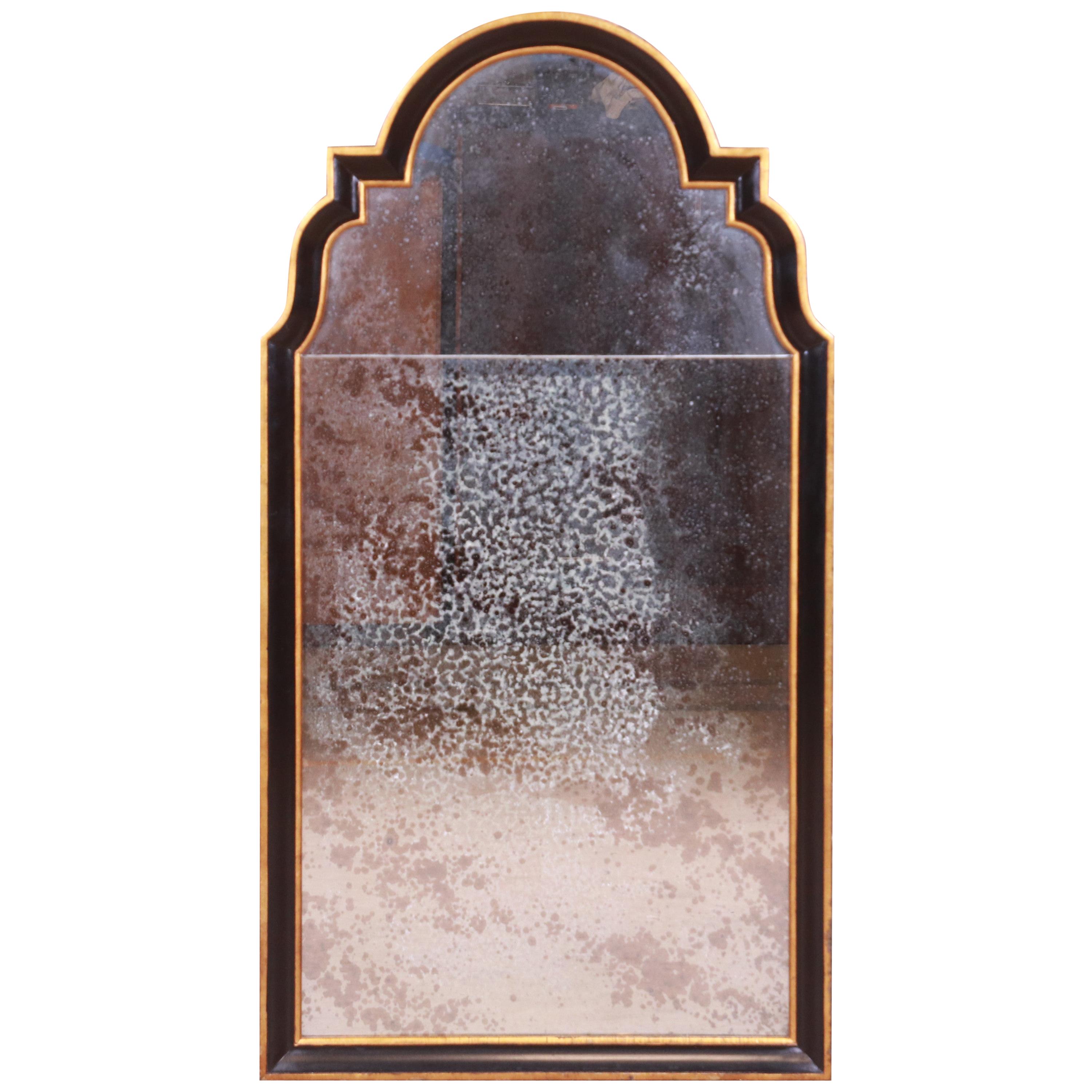 Baker Furniture Neoclassical Ebonized and Parcel Gilt Framed Mirror