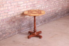 Baker Furniture Neoclassical Inlaid Parquetry Pedestal Tea Table