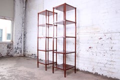 Baker Furniture Neoclassical Mahogany and Brass Étagères, Pair