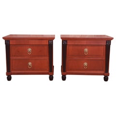 Baker Furniture Neoclassical Mahogany and Ebonized Nightstands, Refinished