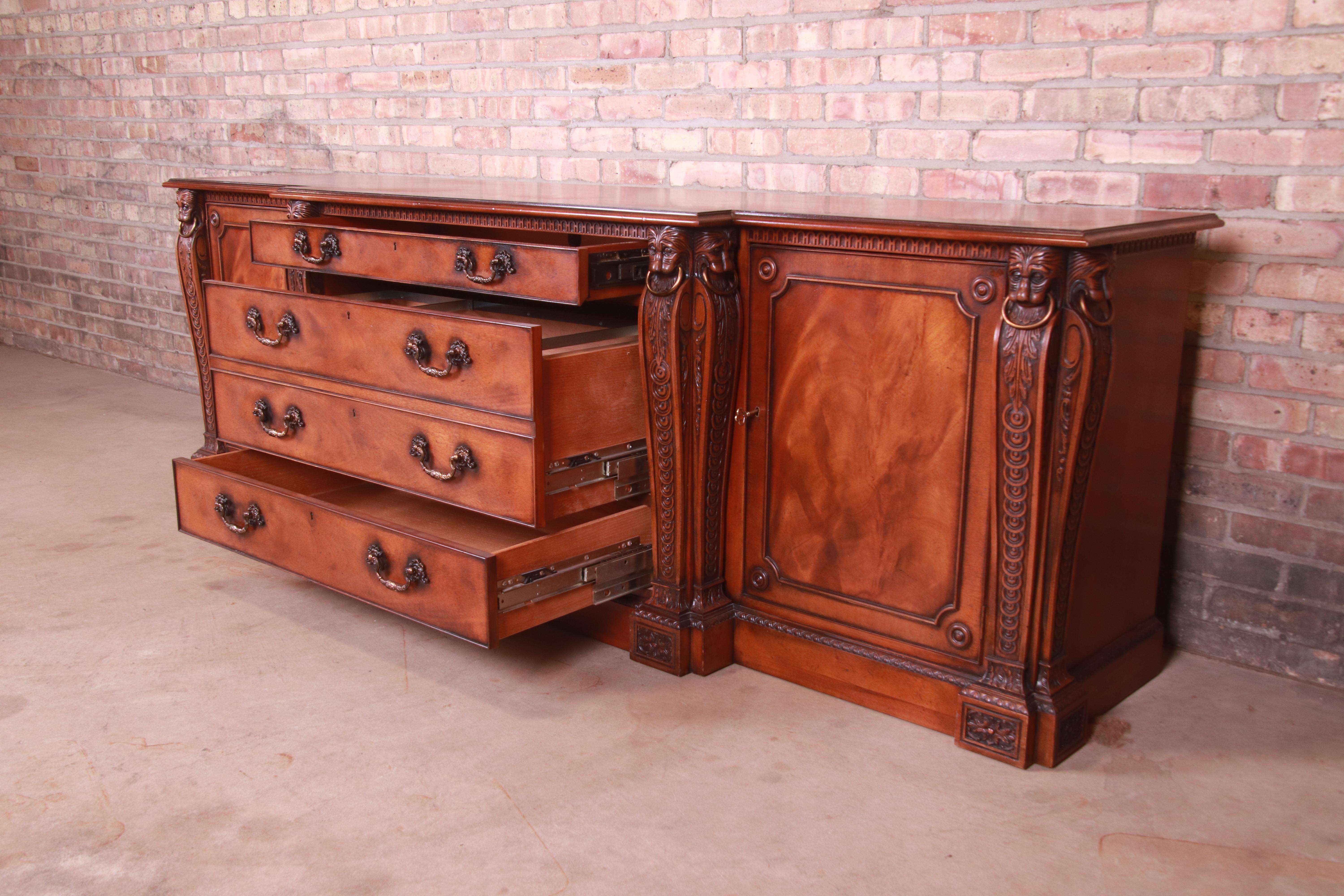 Baker Furniture Neoclassical Ornately Carved Mahogany Sideboard Credenza 4