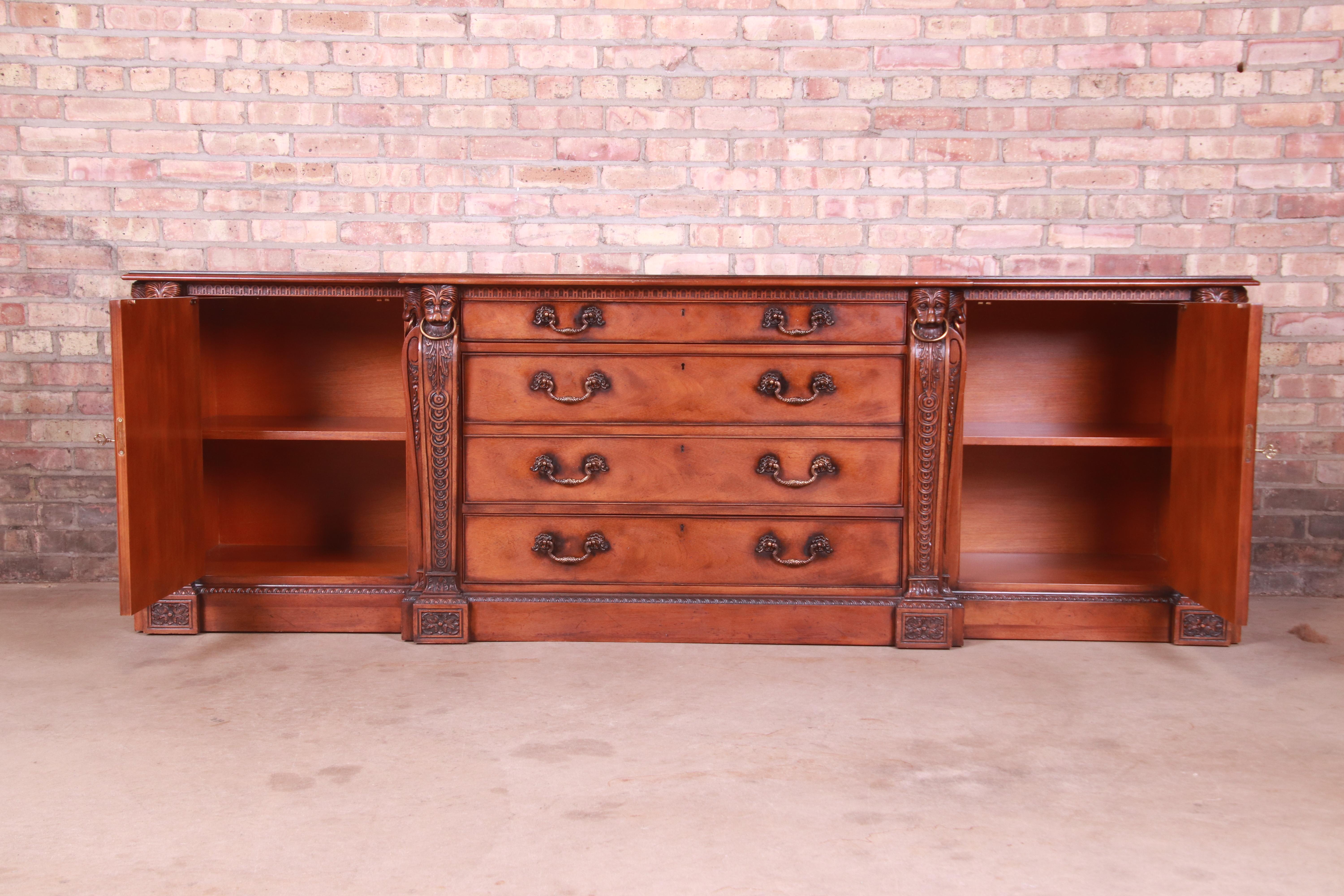 Baker Furniture Neoclassical Ornately Carved Mahogany Sideboard Credenza 7