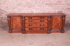 Baker Furniture Neoclassical Ornately Carved Mahogany Sideboard Credenza