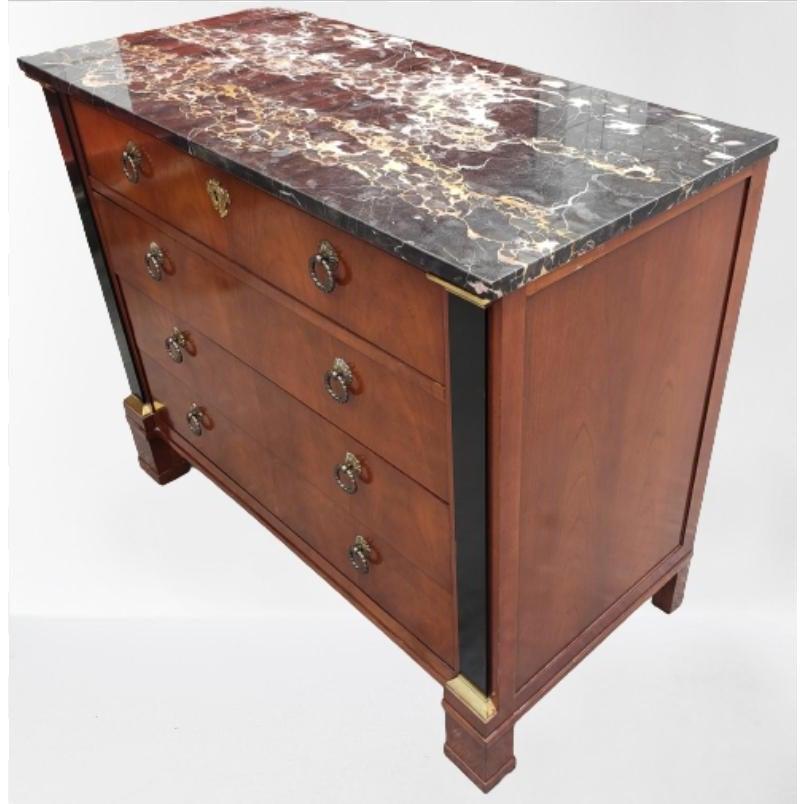 North American Baker Furniture Neoclassical Regency Mahogany Marble Top Commode