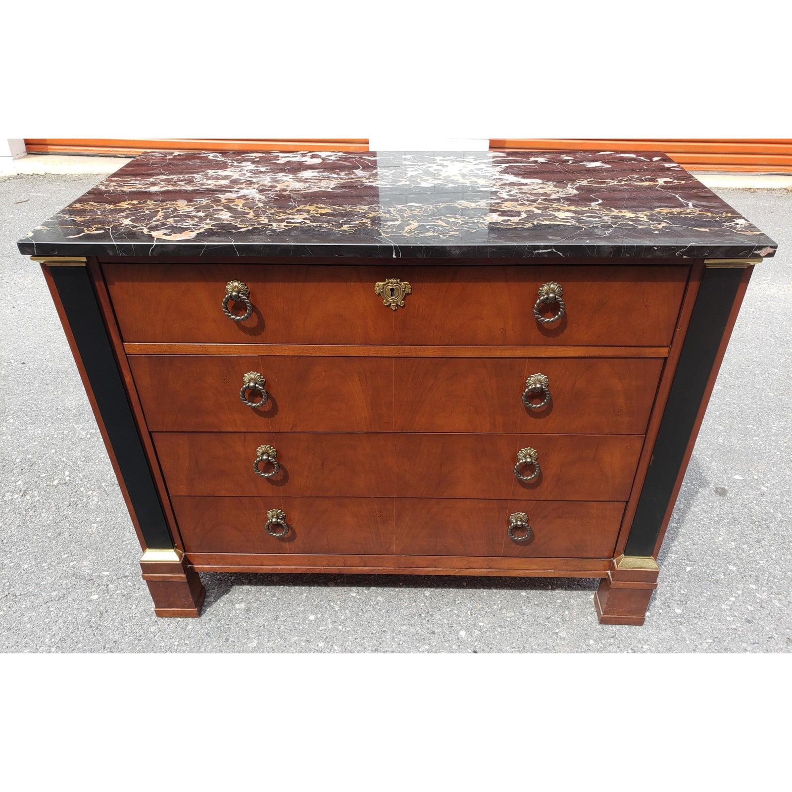 Baker Furniture Neoclassical Regency Mahogany Marble Top Commode 1
