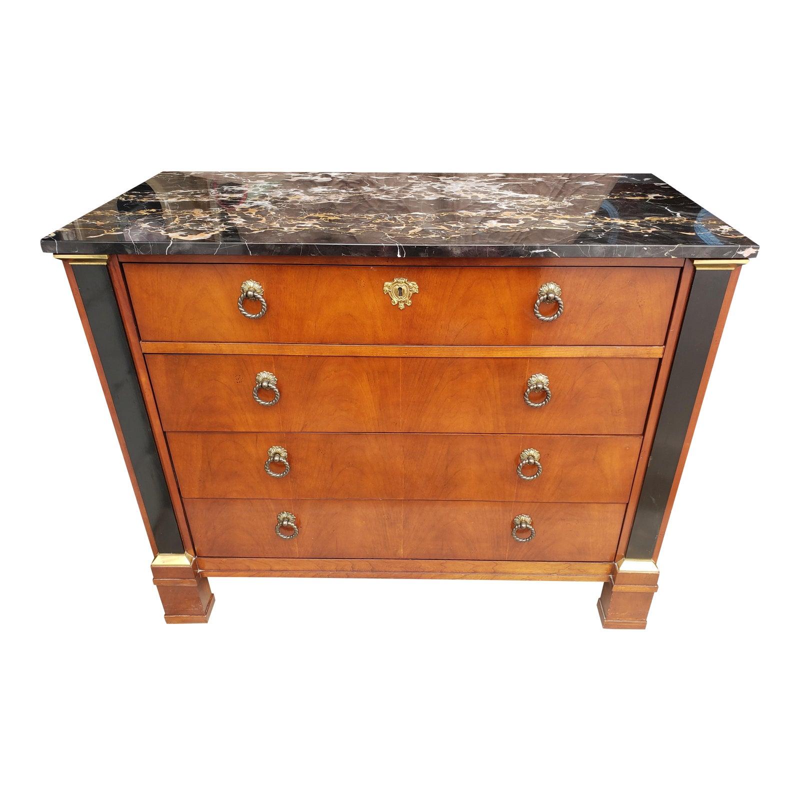 Baker Furniture Neoclassical Regency Mahogany Marble Top Commode
