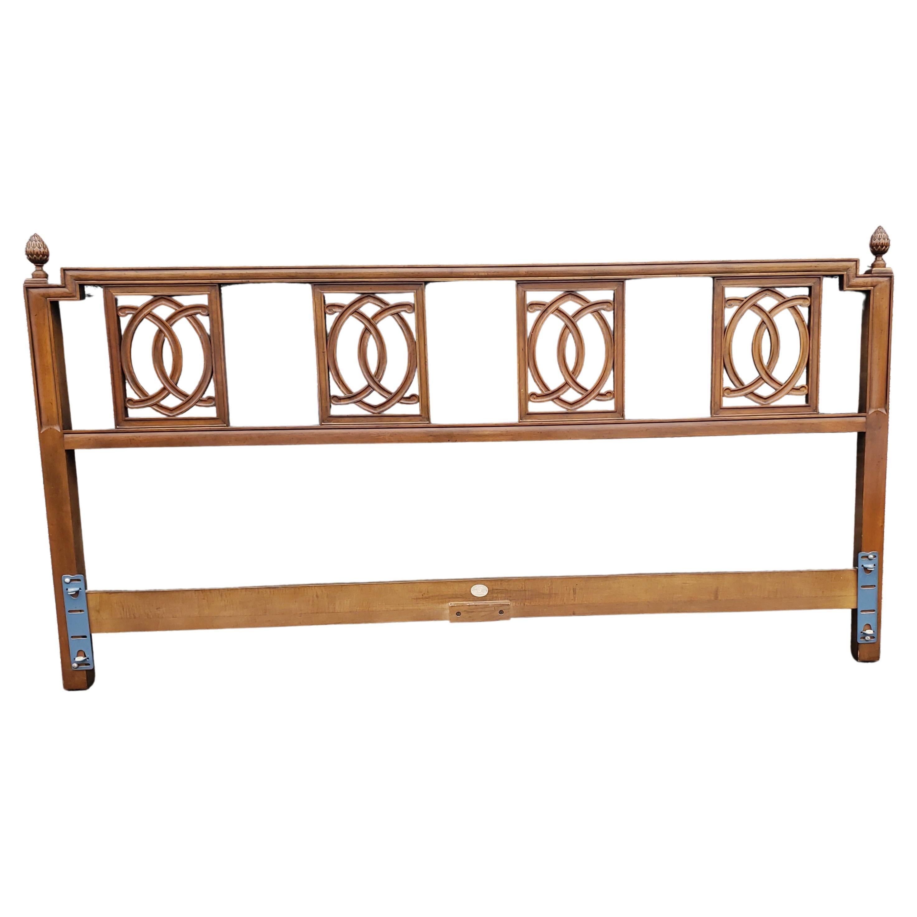 Baker Furniture Neoclassical Style Walnut King Size Headboard For Sale