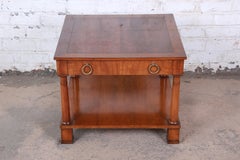 Baker Furniture Neoclassical Walnut and Burl Wood Side Table