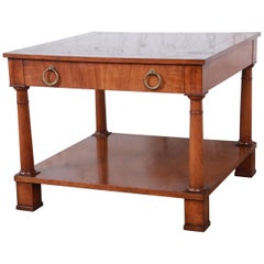 Baker Furniture Neoclassical Walnut and Burl Wood Side Table