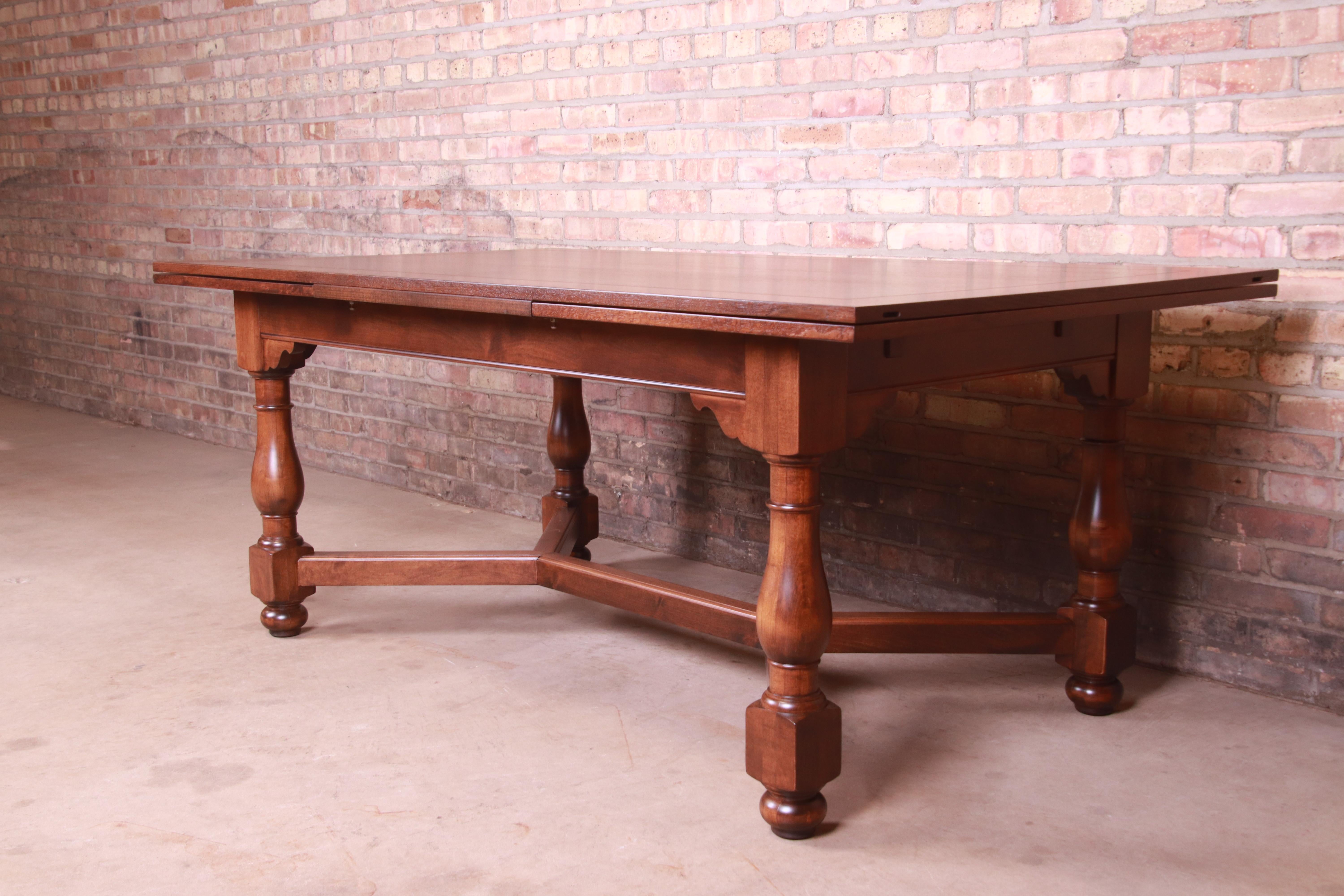 Baker Furniture Oak Harvest Farmhouse Extension Dining Table, Newly Refinished 4