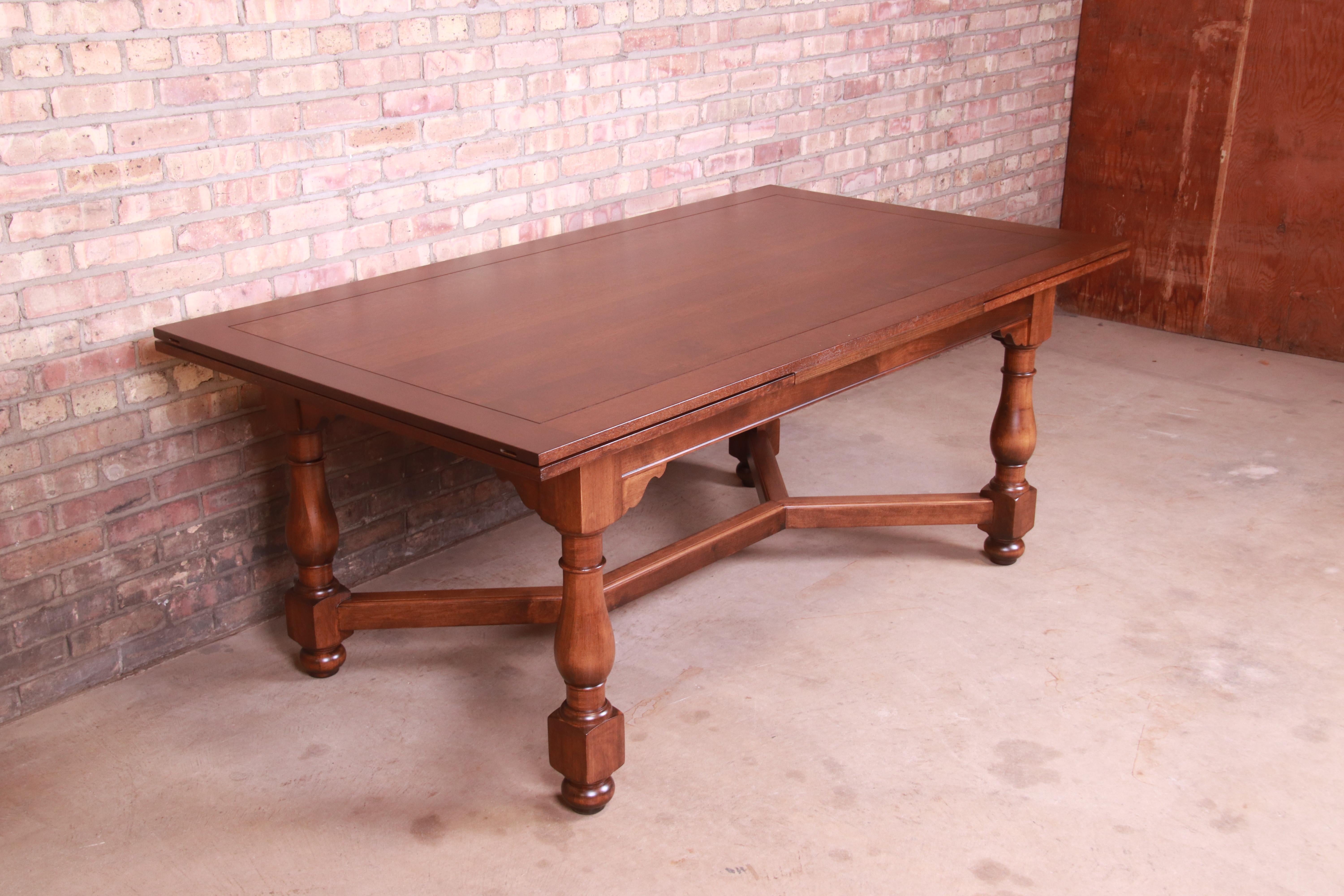 Baker Furniture Oak Harvest Farmhouse Extension Dining Table, Newly Refinished 5