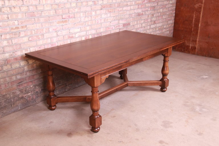 Baker Furniture Oak Harvest Farmhouse Extension Dining Table, Newly Refinished For Sale 6