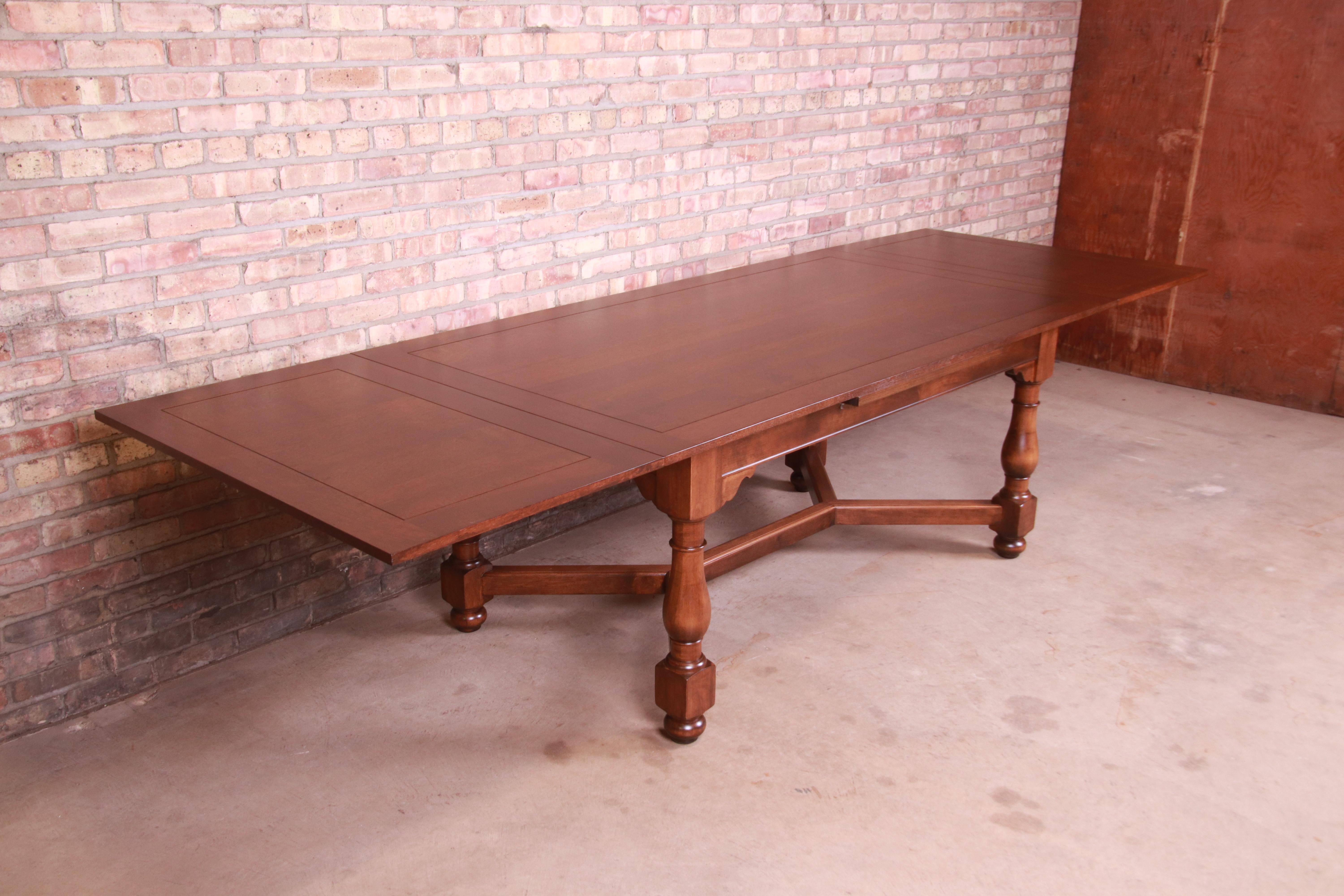 American Baker Furniture Oak Harvest Farmhouse Extension Dining Table, Newly Refinished
