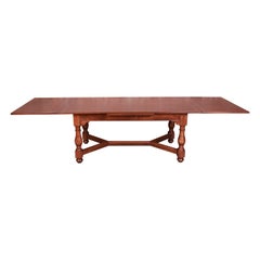 Baker Furniture Oak Harvest Farmhouse Extension Dining Table, Newly Refinished