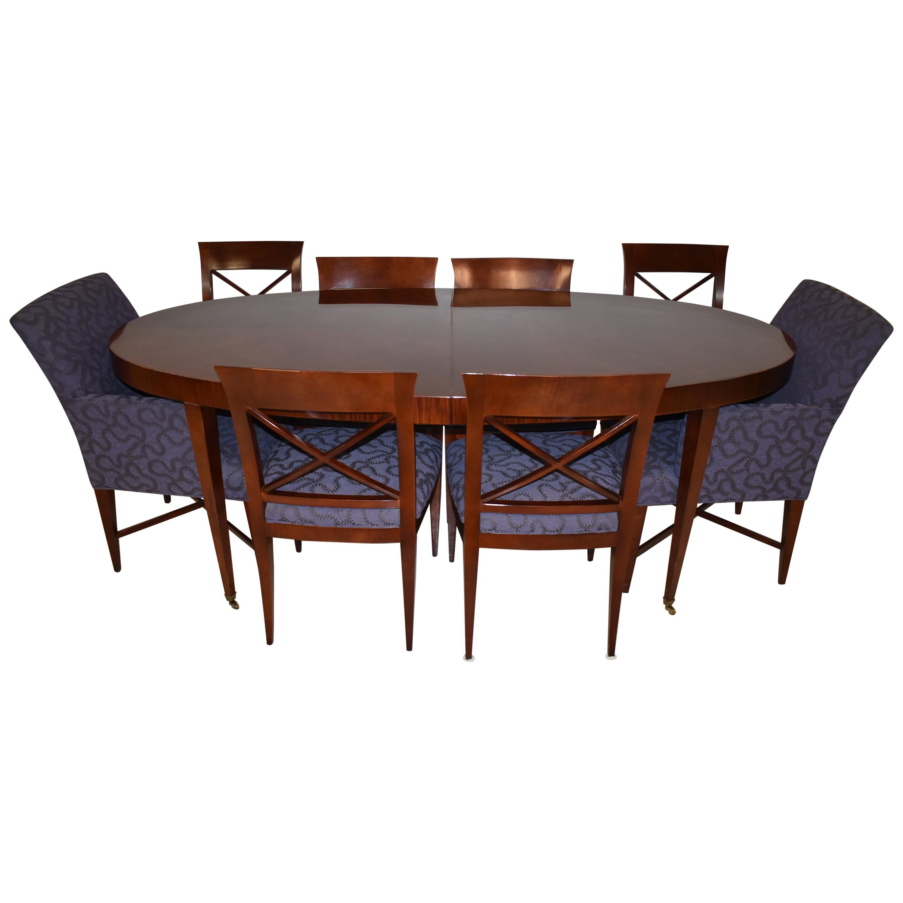 Baker Furniture Oval Dining Table & Chairs "Archetype" Designed by M. Vanderdyl