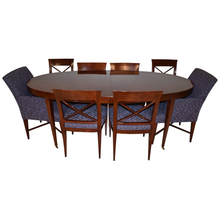 Baker Furniture Oval Dining Table and Chairs "Archetype" Designed by M