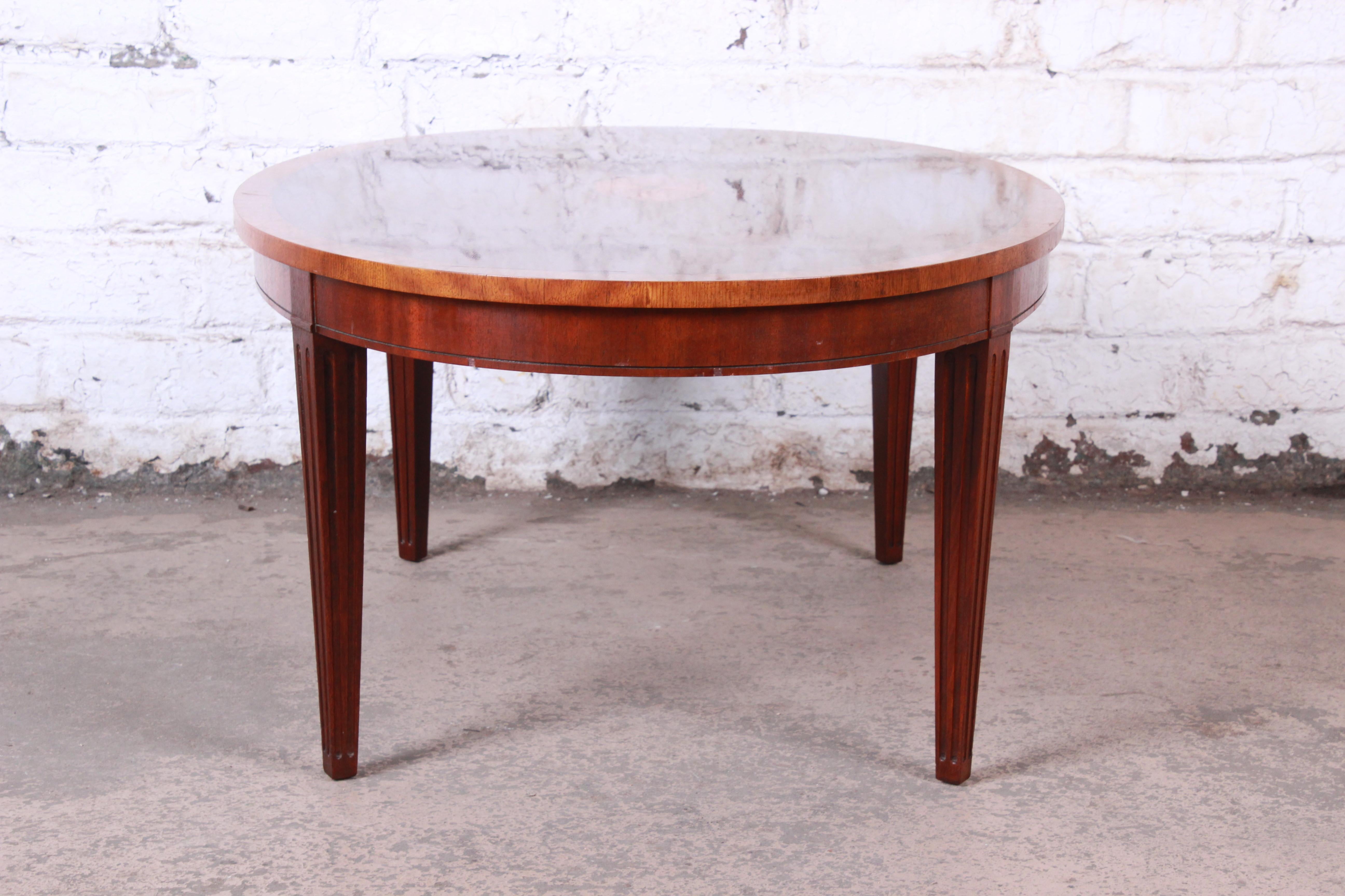 Baker Furniture Oval Inlaid Mahogany and Satinwood Marquetry Cocktail Table 5