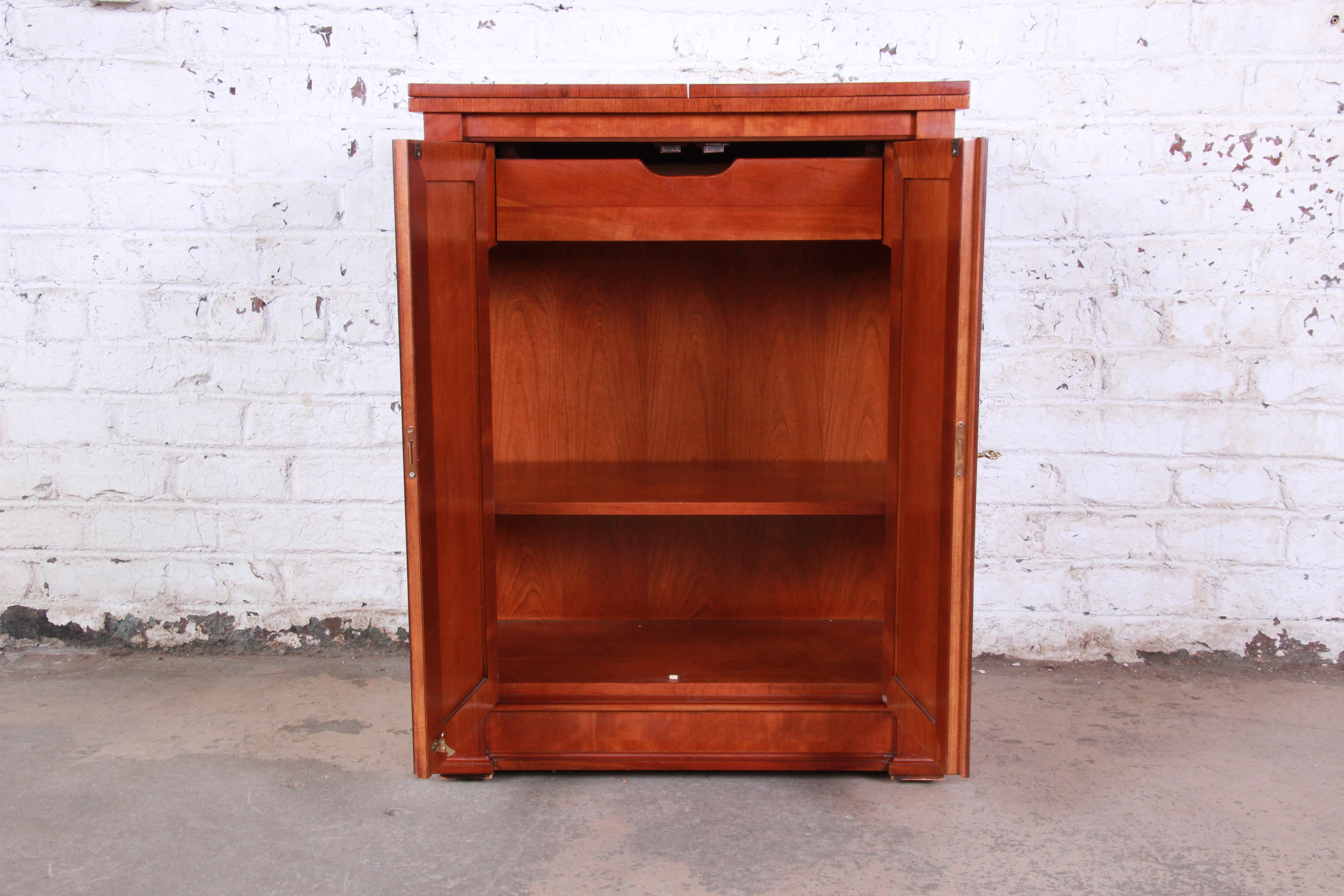 Late 20th Century Baker Furniture Palladian Collection Cherry Wood Neoclassical Bar Cabinet