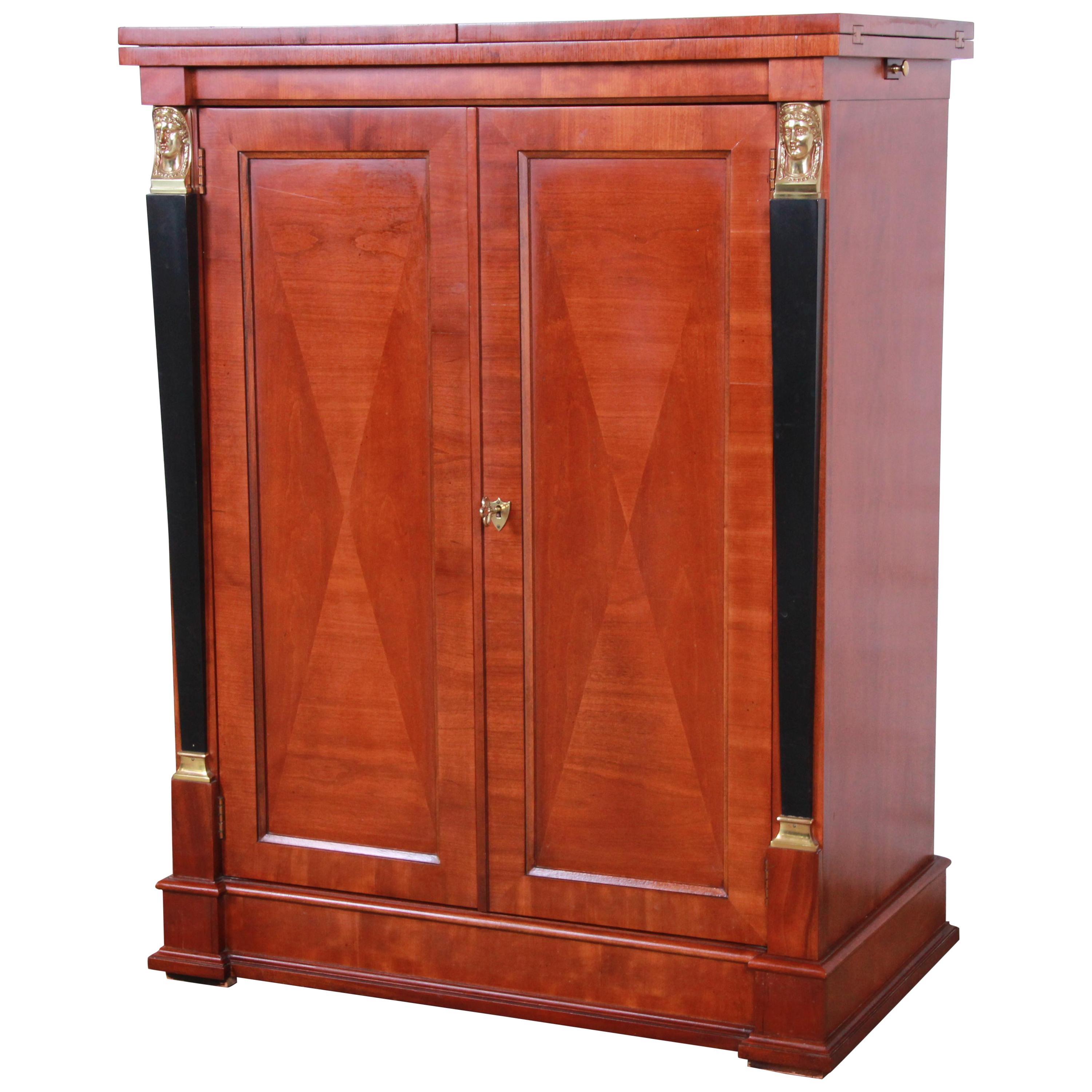 Baker Furniture Palladian Collection Cherry Wood Neoclassical Bar Cabinet