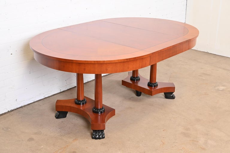 Baker Furniture Palladian Collection Neoclassical Cherry Extension Dining Table For Sale at 1stDibs