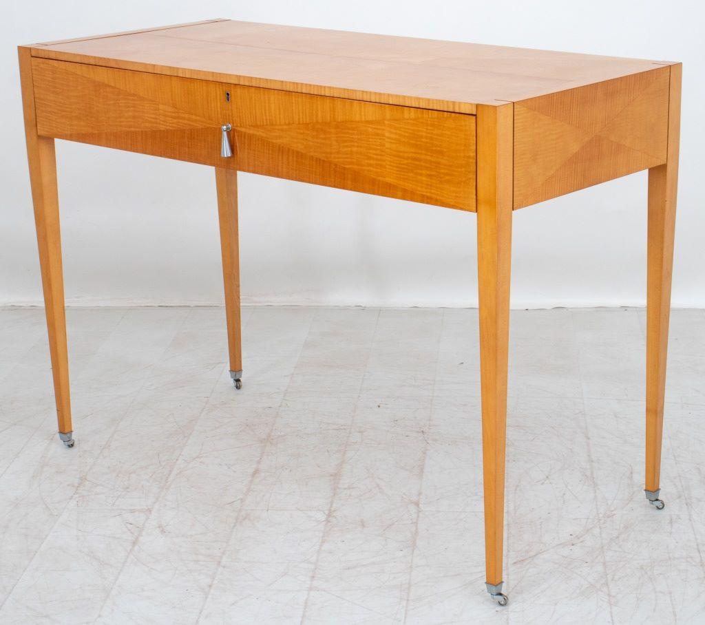 Baker Furniture Parquetry Maple Console Desk For Sale 3