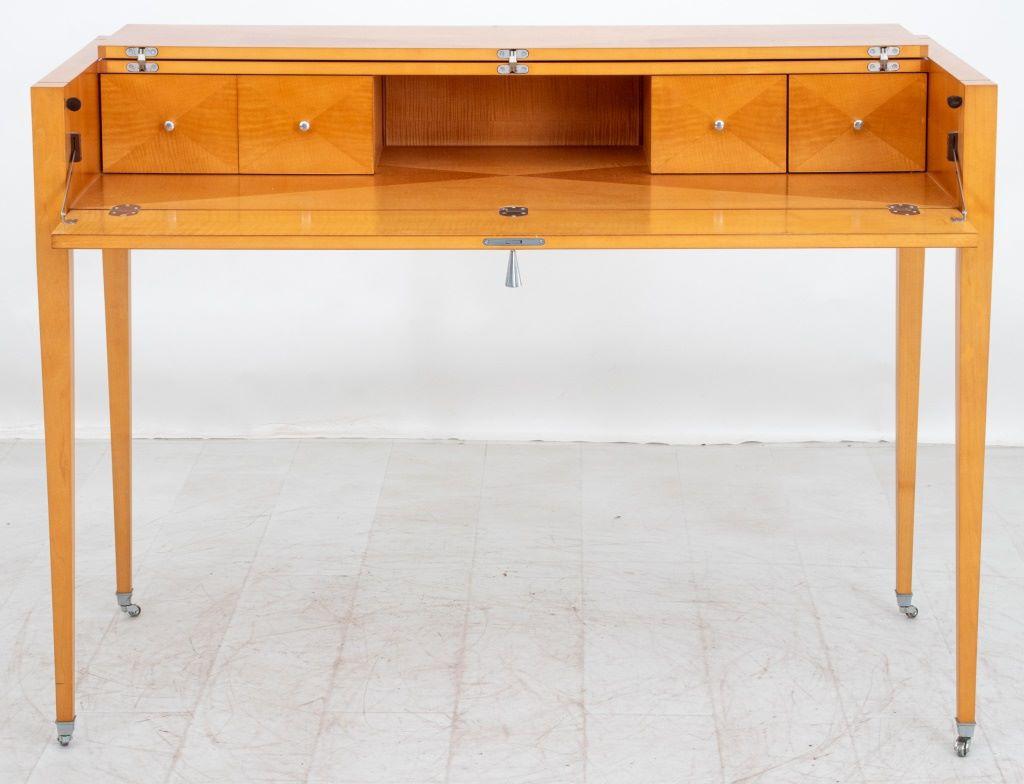20th Century Baker Furniture Parquetry Maple Console Desk For Sale