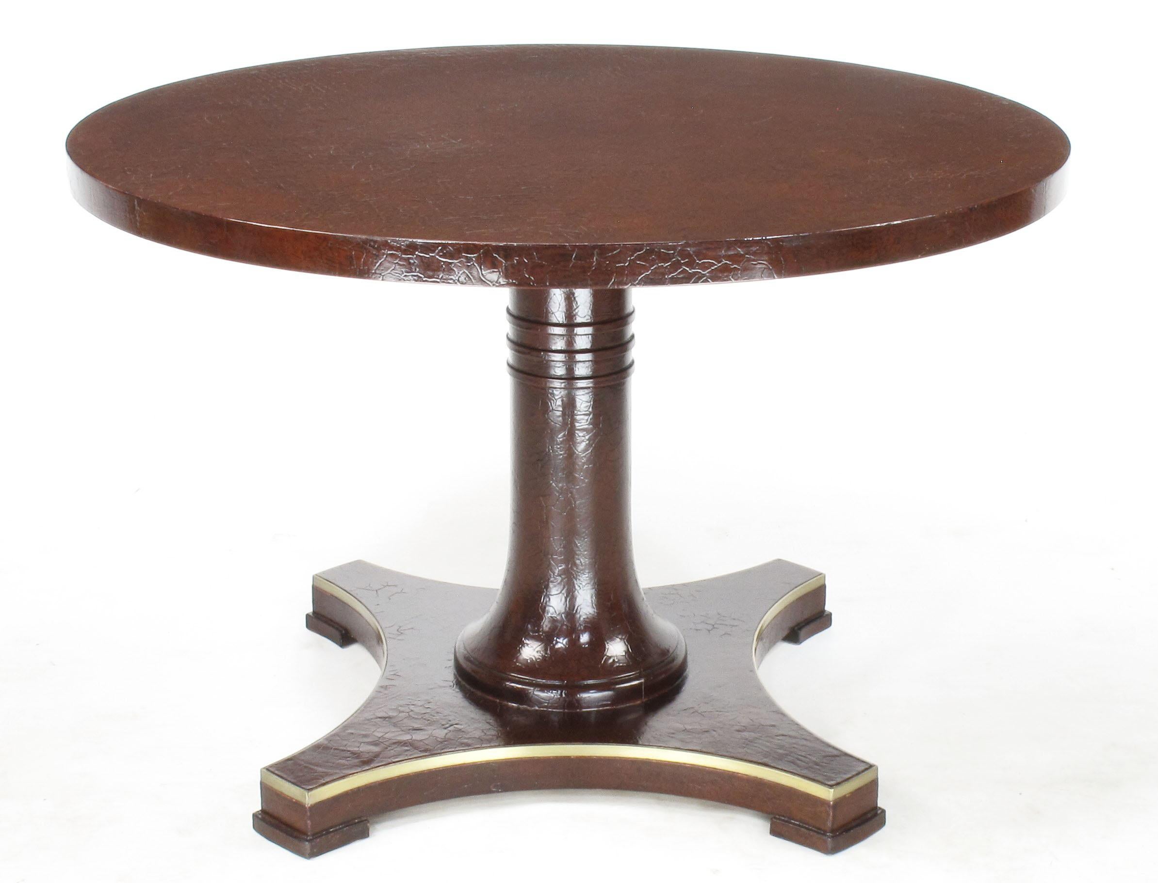 American Baker Furniture Pedestal Games Table with Craquelure Finish For Sale