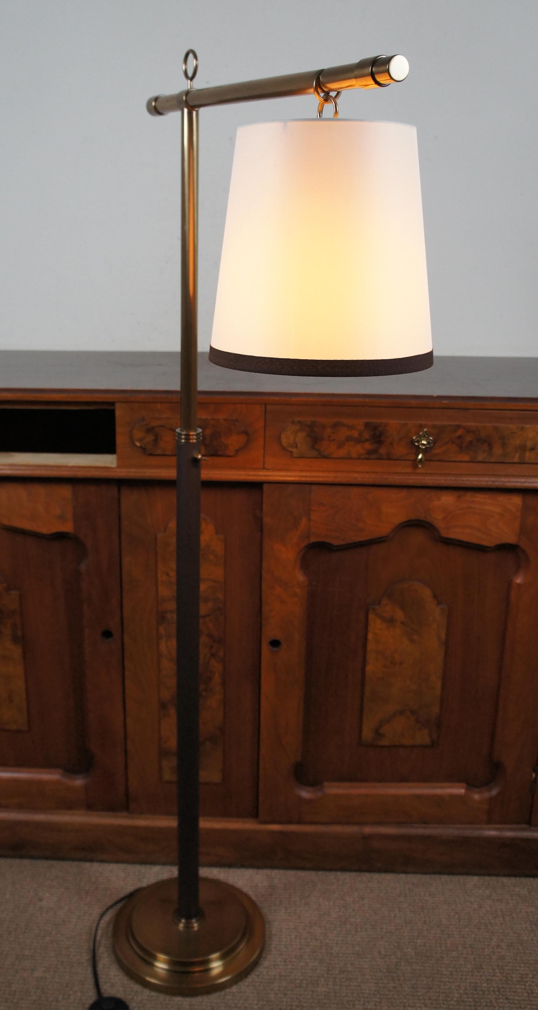 Baker Furniture Peony Floor Lamp Laura Kirar LK131 Brass Leather Adjustable 2