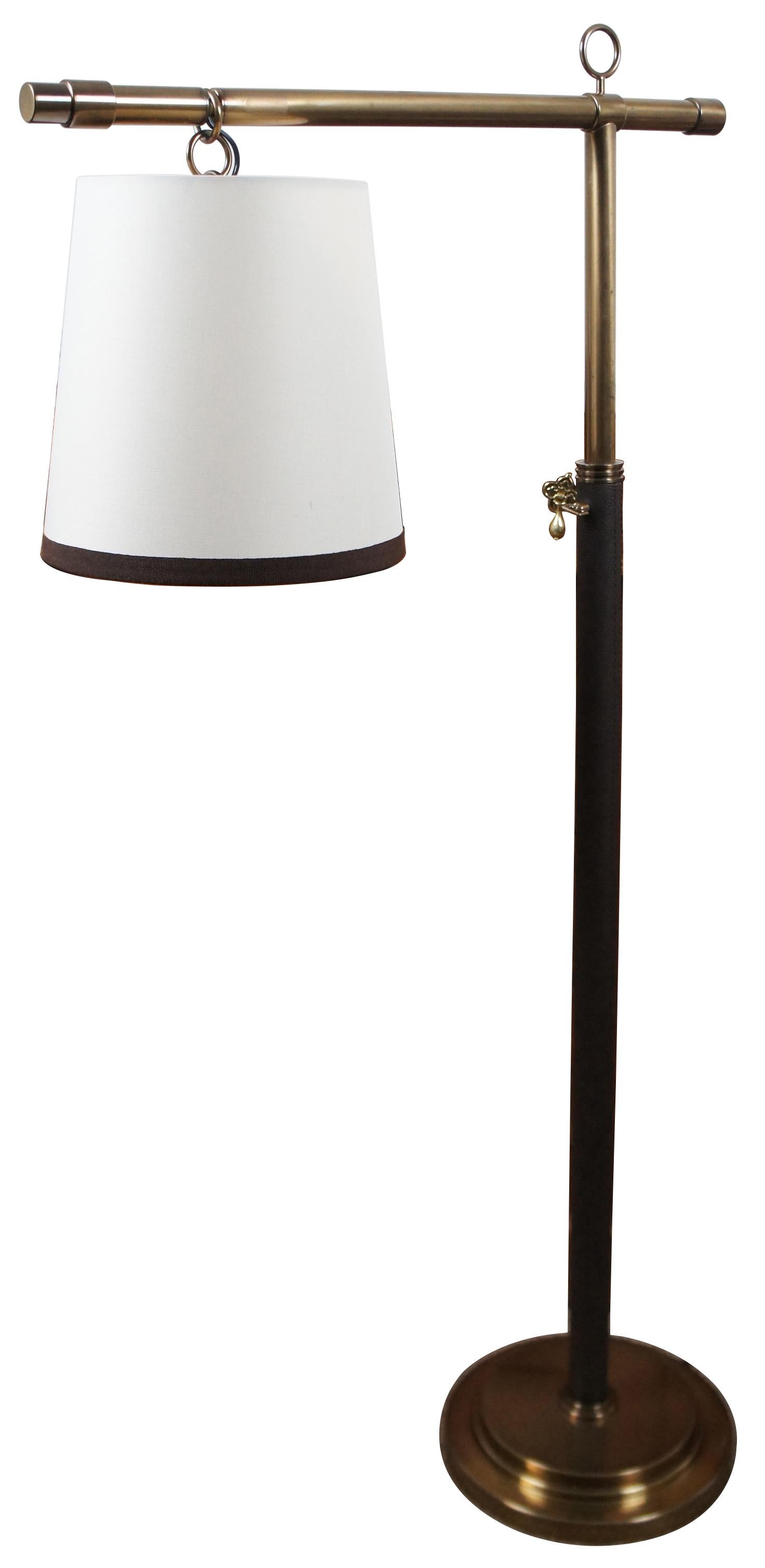 Baker Furniture Peony Floor Lamp Laura Kirar LK131 Brass Leather Adjustable 5