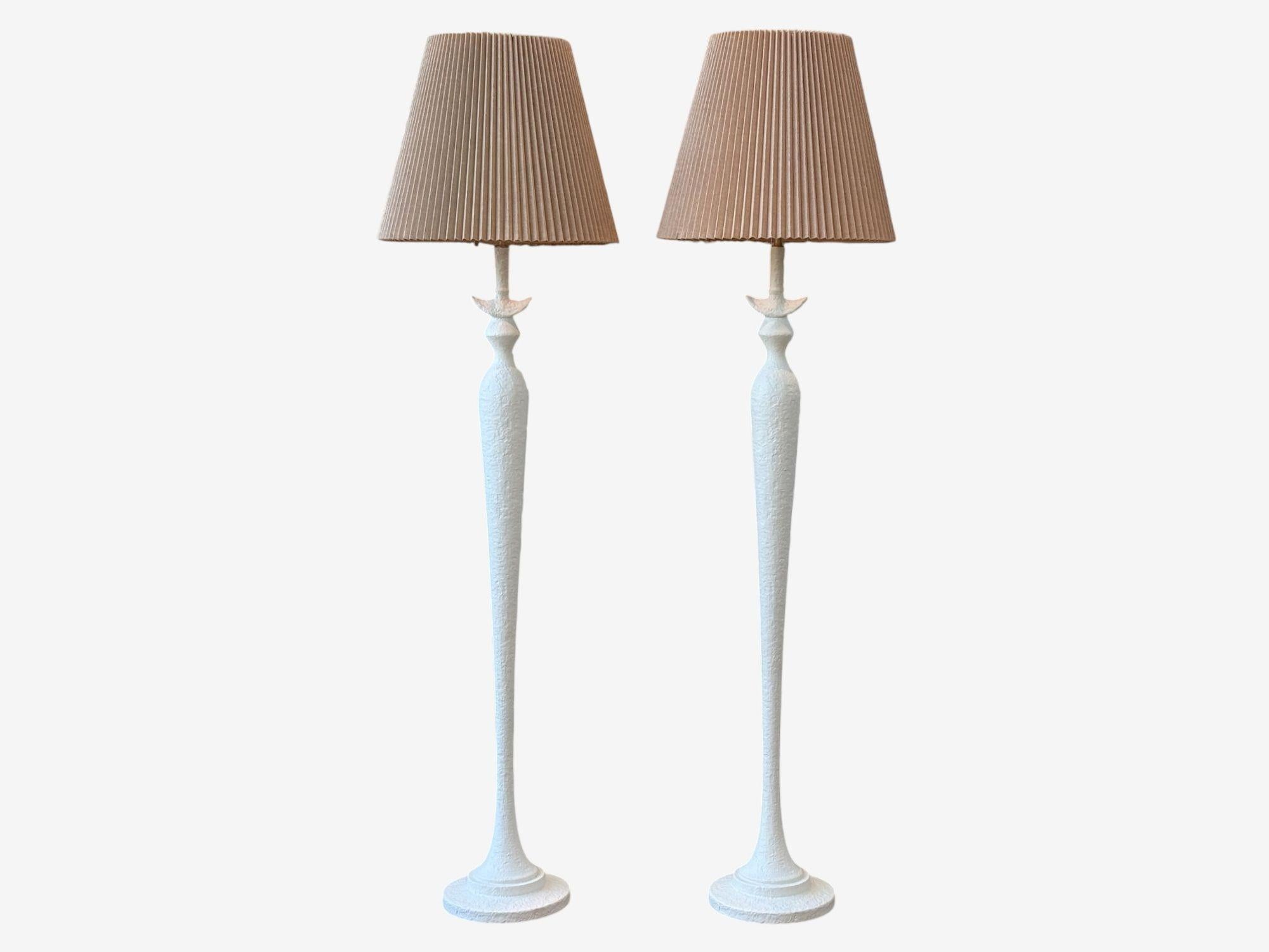 Style Giacometti, mobilier Baker, moderne, plâtre, lampadaires 