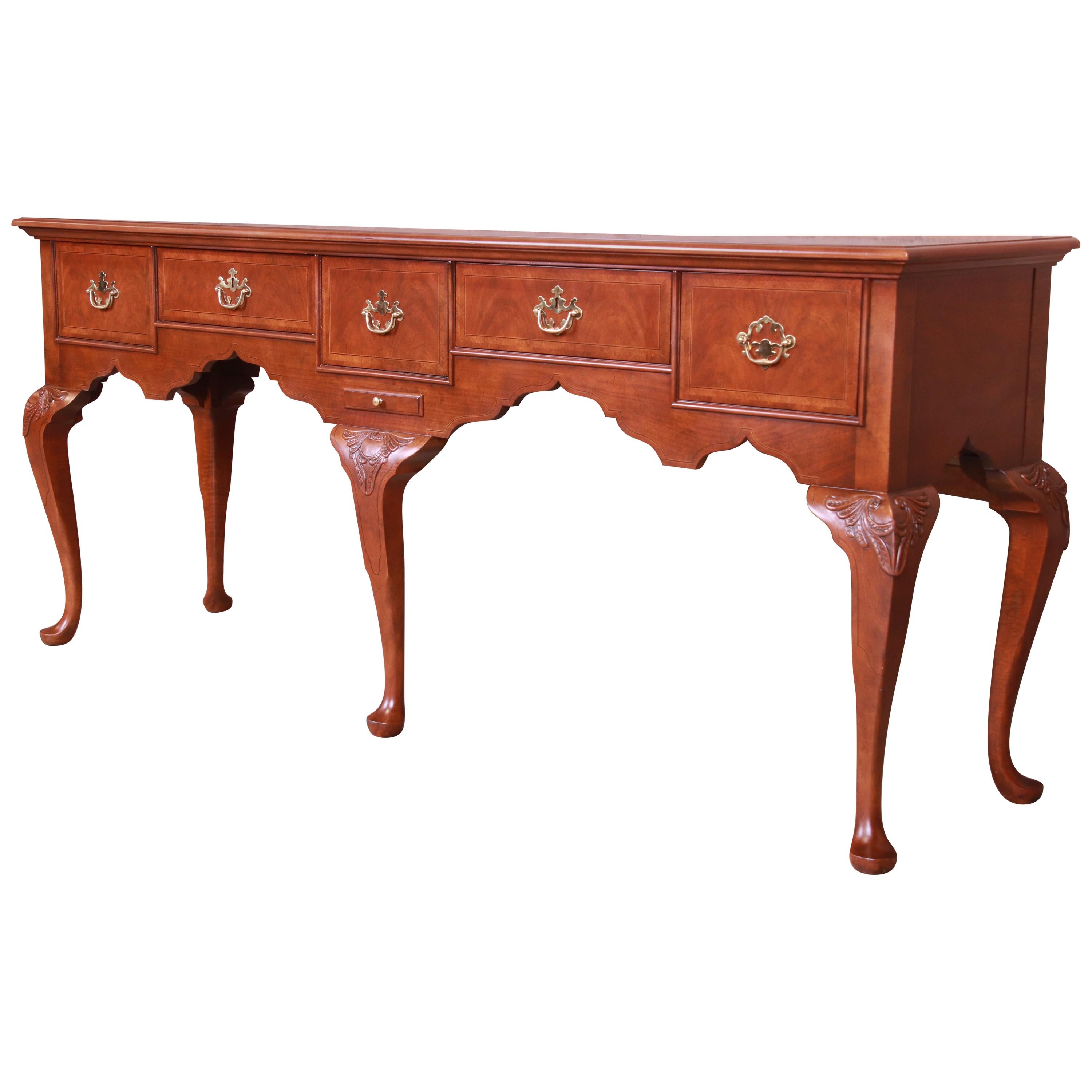 Baker Furniture Queen Anne Banded Mahogany Sideboard, Newly Refinished For Sale