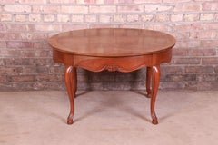 Baker Furniture Queen Anne Burled Walnut and Cherry Wood Coffee Table