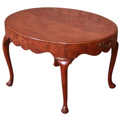 Retro Baker Furniture Queen Anne Burled Walnut Coffee Table