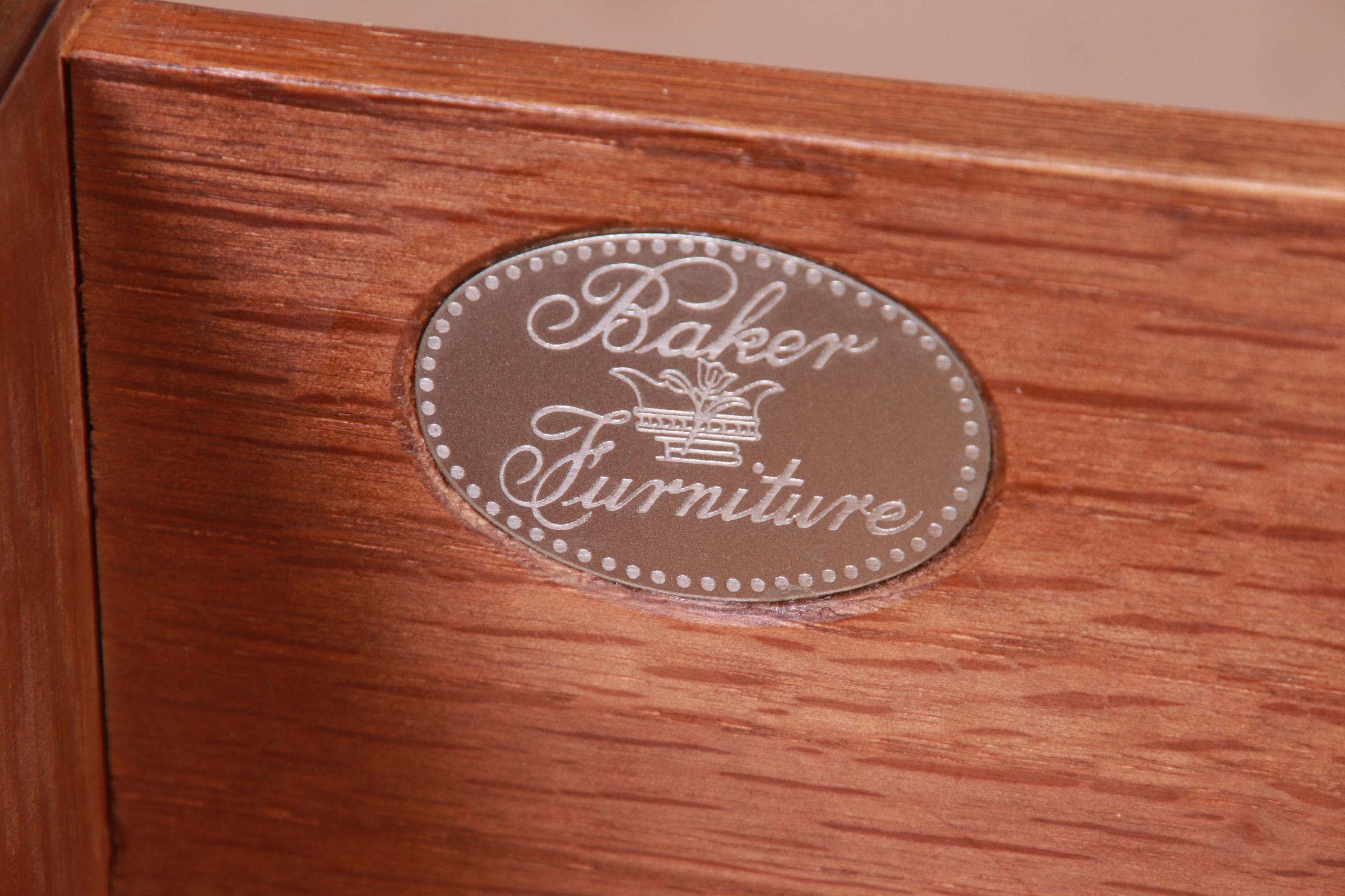 Baker Furniture Queen Anne Burled Walnut Leather Top Desk 12