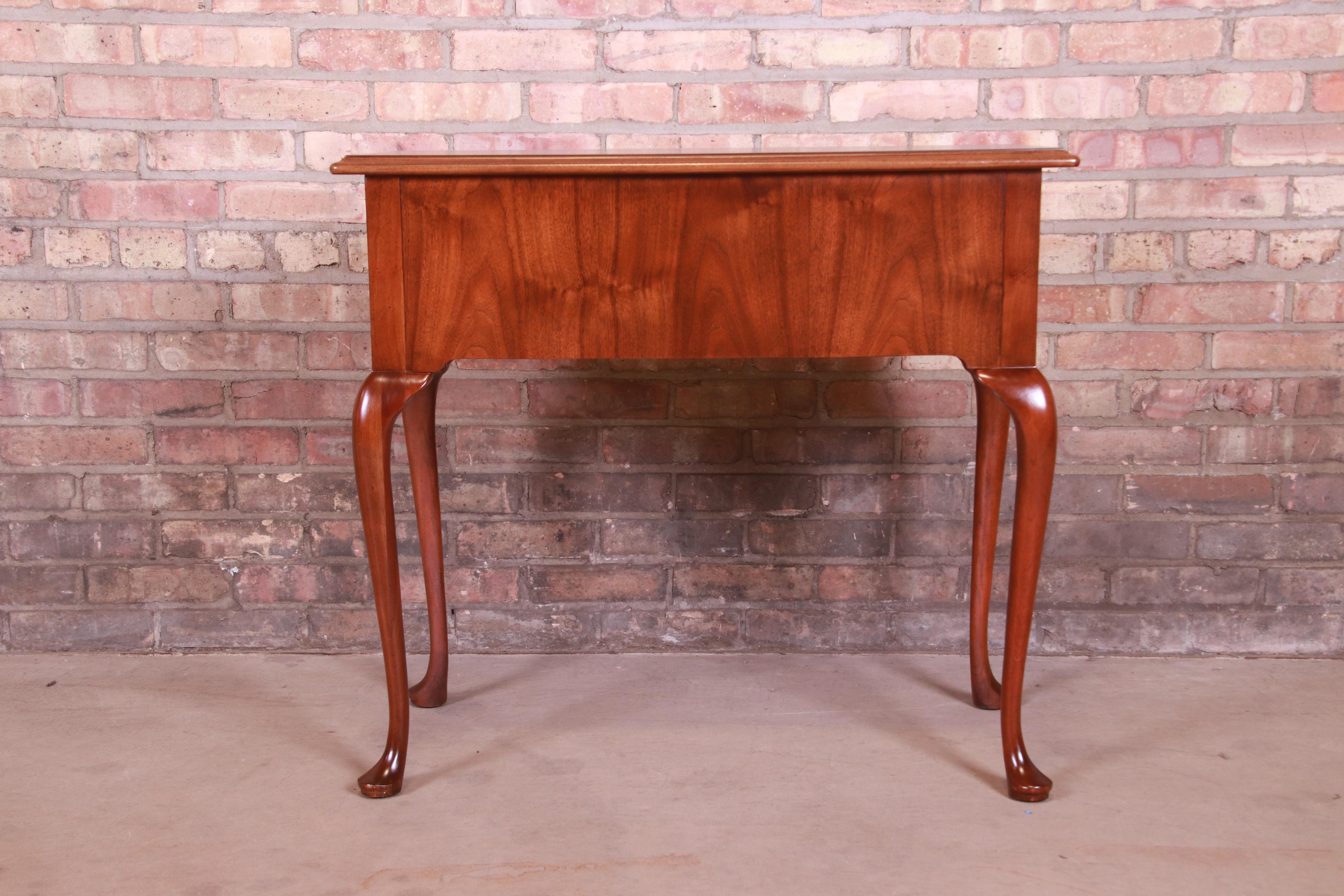 Baker Furniture Queen Anne Burled Walnut Lowboy Dresser or Console, Refinished For Sale 4