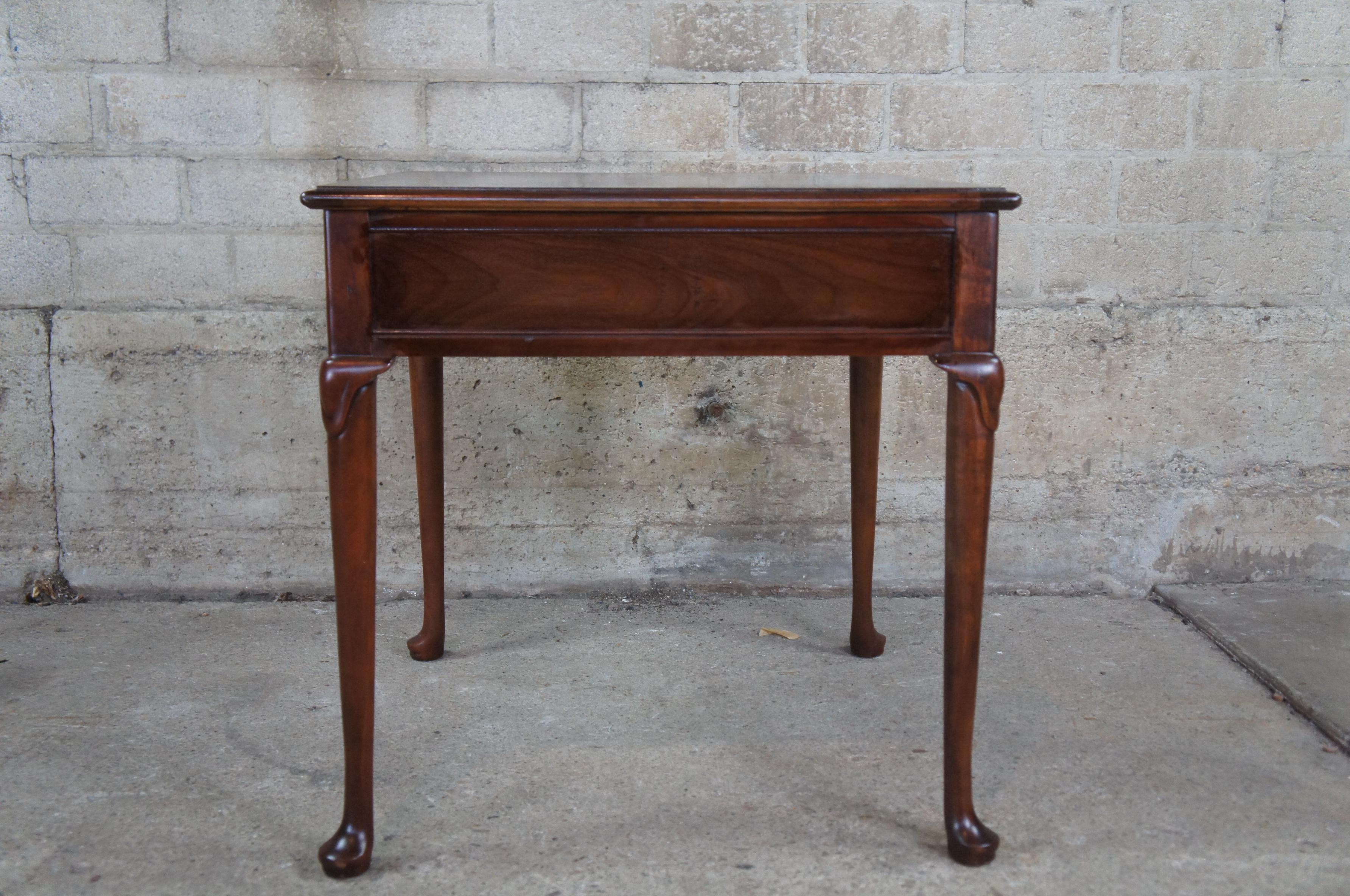Baker Furniture Queen Anne Burled Walnut Side Tables Nightstands Pair Vintage 6