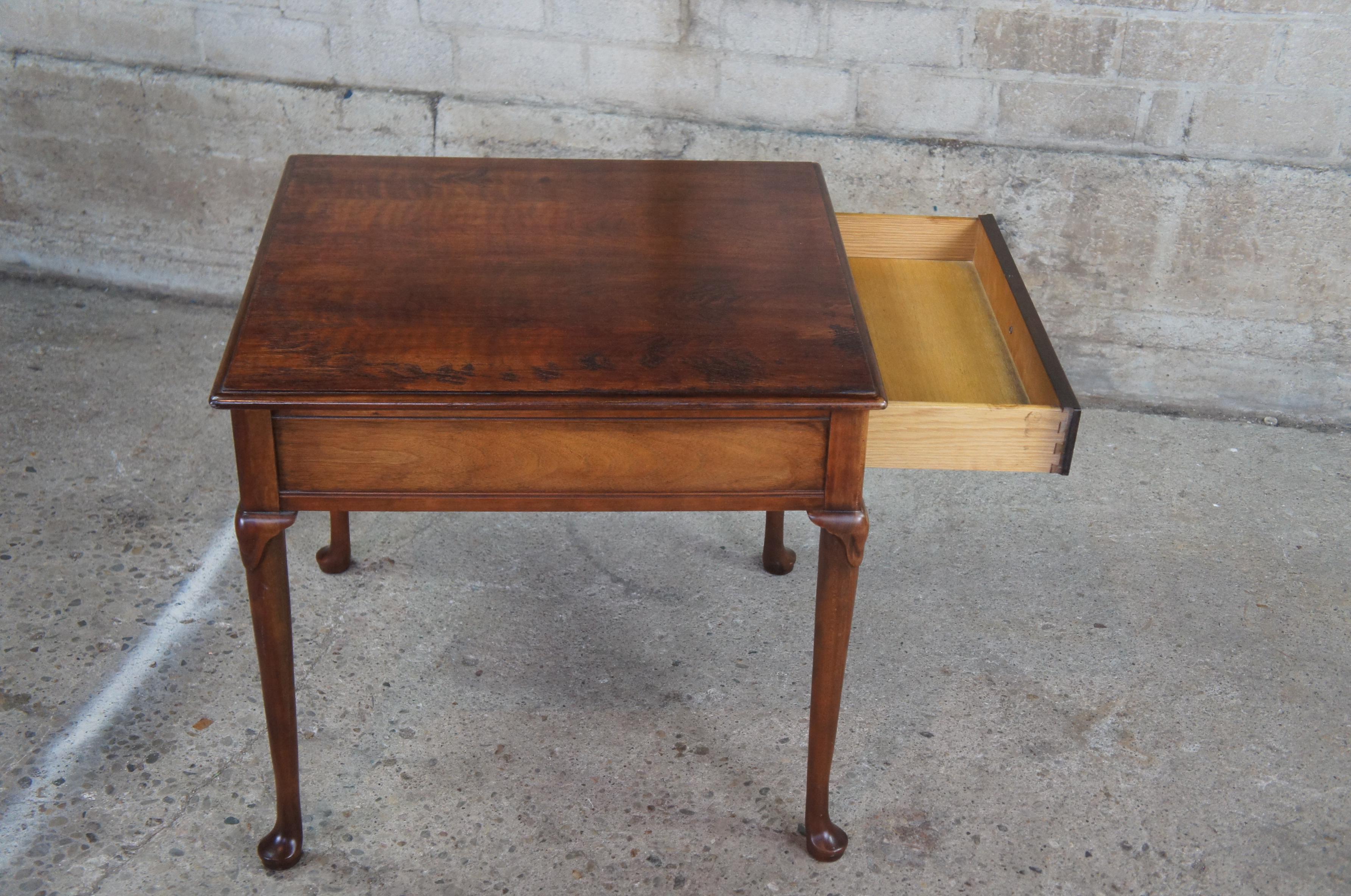 Baker Furniture Queen Anne Burled Walnut Side Tables Nightstands Pair Vintage 7