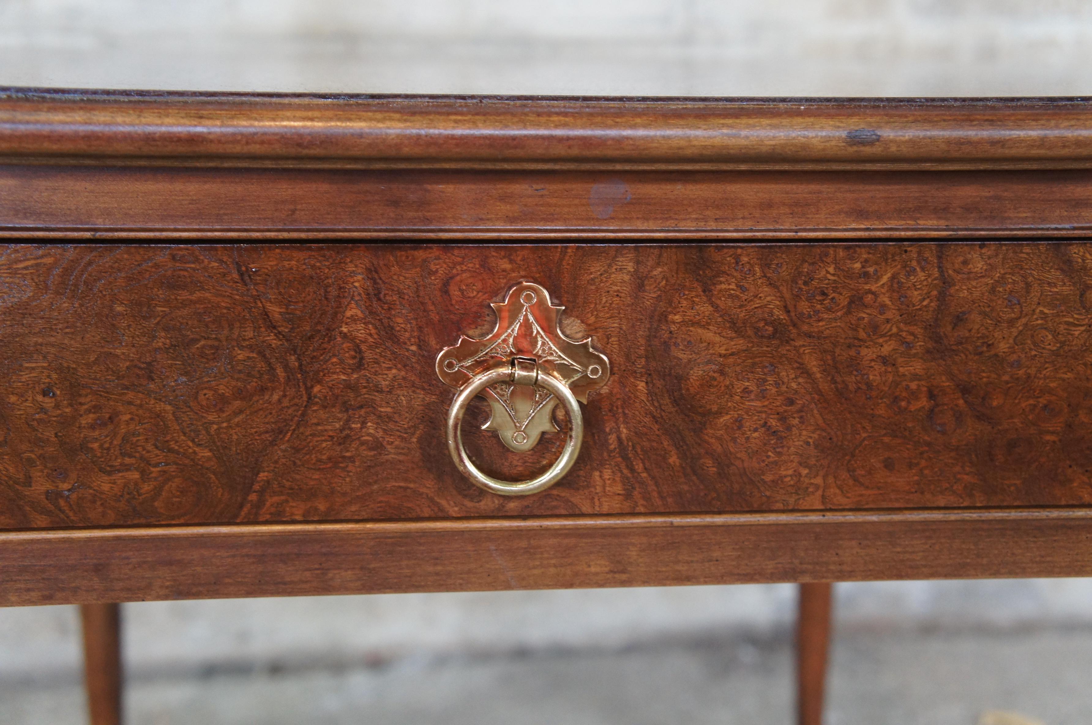 Baker Furniture Queen Anne Burled Walnut Side Tables Nightstands Pair Vintage 3