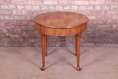 Baker Furniture Queen Anne Burled Walnut Tea Table or Occasional Side Table