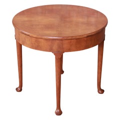 Baker Furniture Queen Anne Burled Walnut Tea Table or Occasional Side Table