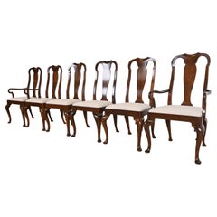 Baker Furniture Queen Anne Carved Mahogany Dining Chairs, Fully Restored