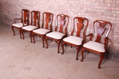 Baker Furniture Queen Anne Carved Mahogany Dining Chairs, Set of Six
